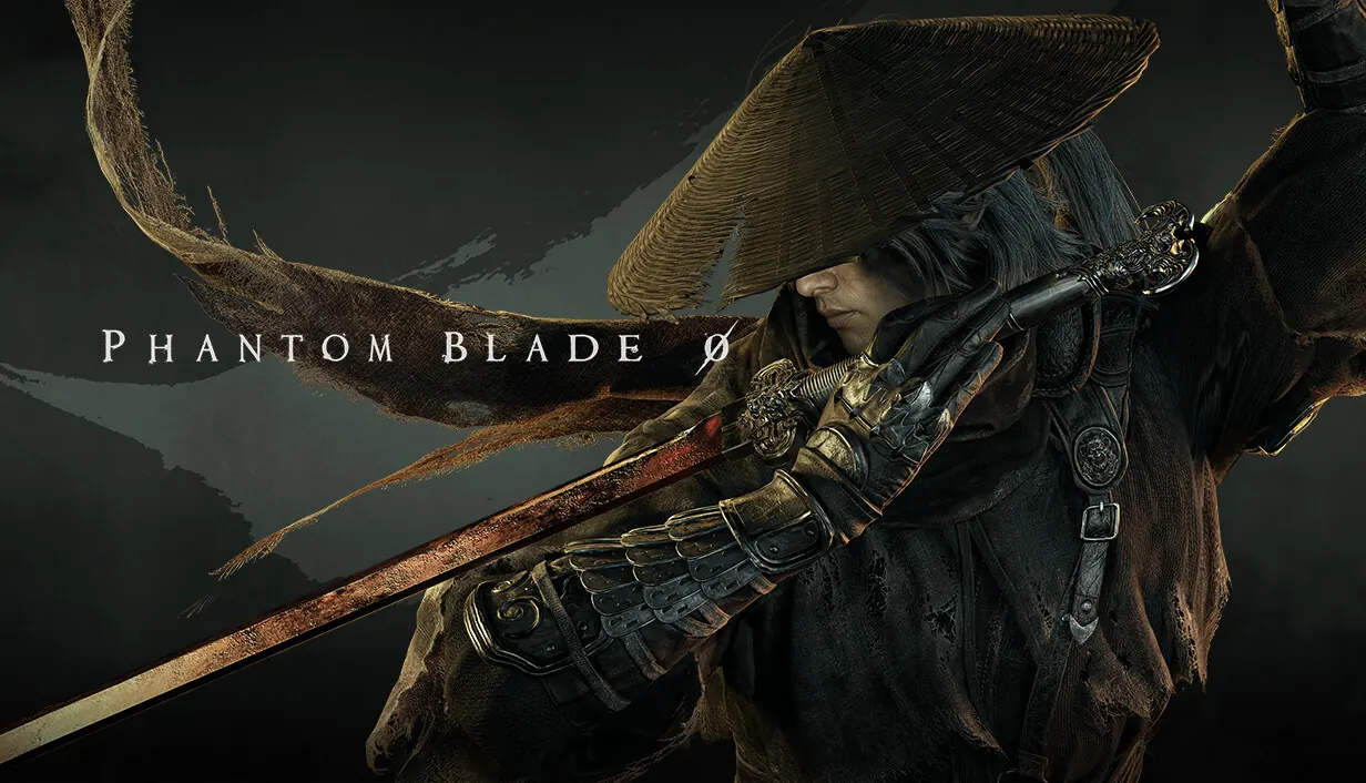 Phantom Blade Zero key art: Soul in a straw hat with a red blade